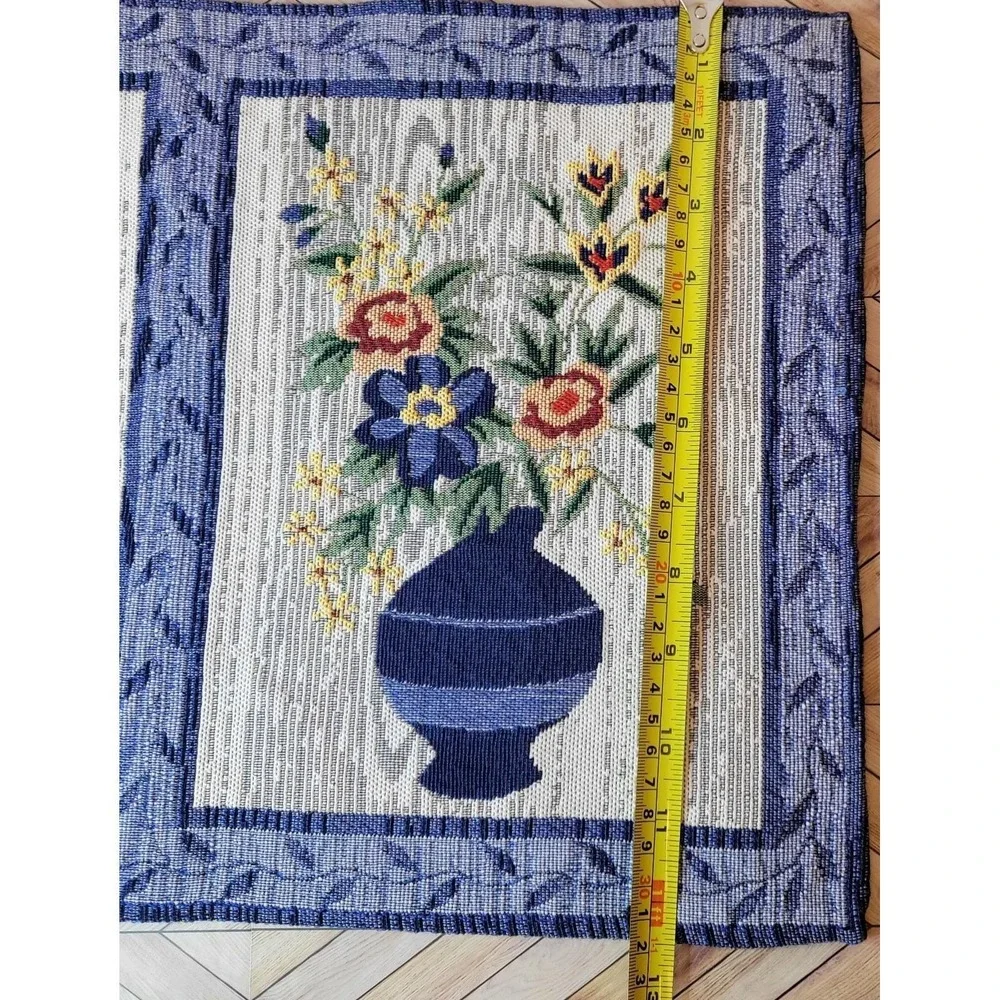 Vintage Tapestry Cloth Art Floral Flowers In Vases Wall For Frames Hanging